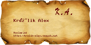 Králik Alex névjegykártya